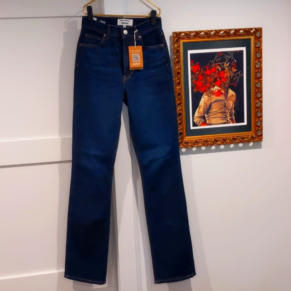 NWT Reformation Peyton High Rise Bootcut Dark Wash Jeans